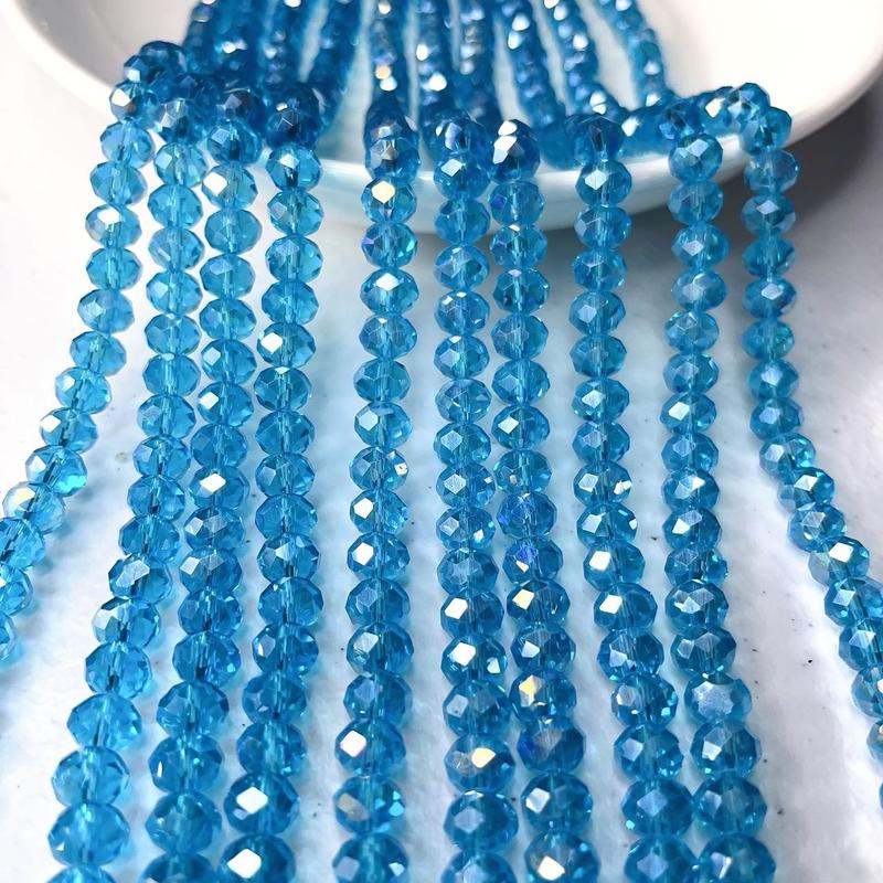 DIY 8mm Crystal Beads Glass Beads Faceted Teardrop Rondelle Beads Gemstone Loose Beads Bulk Crystal Beads for Jewelry Making DIY Crafts Necklace Bracelet Earring Kit(AB Color)