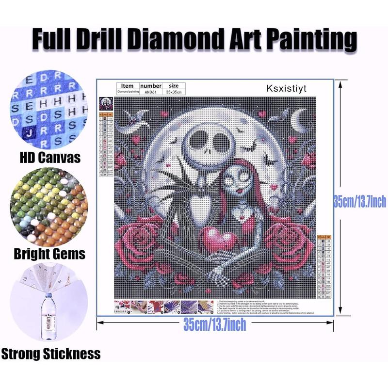 Halloween Diamond Art Painting Kits for Adults, Nightmare Full Drill Diamond Dots Paintings for Beginners, Round 5D Paint with Diamonds Pictures Gem Art Painting Kits DIY Crafts Kits 14x14inch