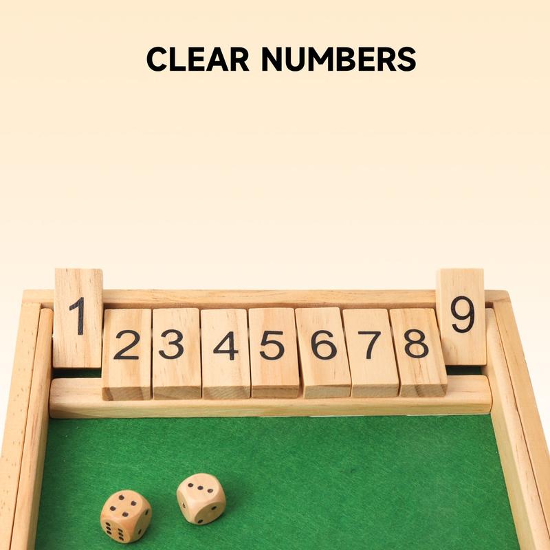 9 Numbers Shut The Box Board Game, Pub Board Dice Game