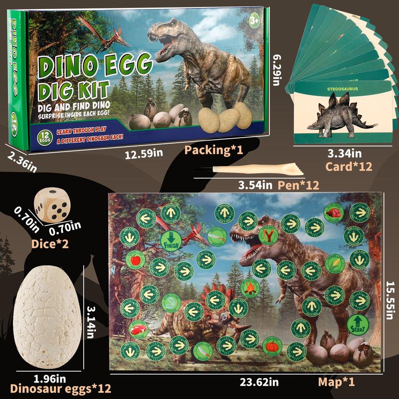 Fossil Dinosaur Eggs Excavation Kit for Kids 5-7 - STEM Science Toys,12 fossil dig eggs Easter and Birthday Gifts for Boys Ages 4-8 Educational Toys for Girls