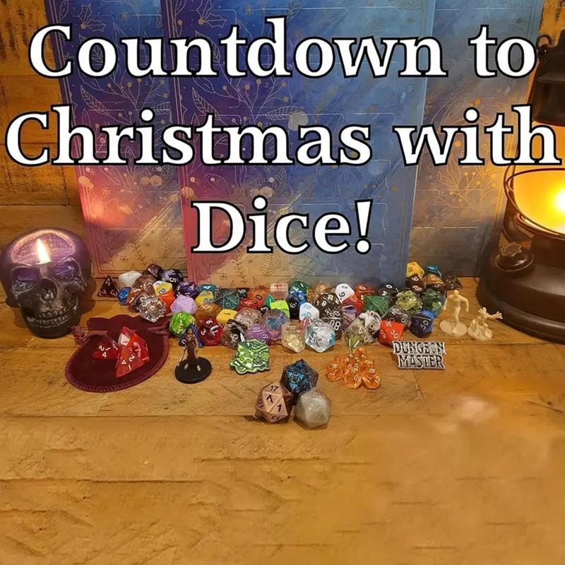 Dice Advent Calendar, 1 Box 24 Polyhedron Set for DND and RPG, Perfect Christmas Gift for Gamers, Party