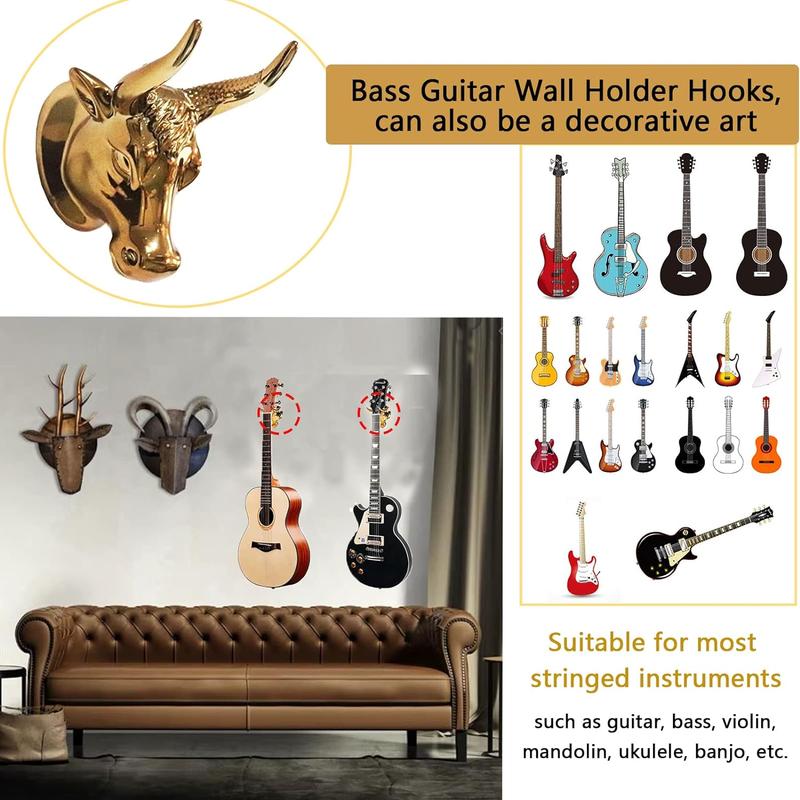 Bull Head Guitar Holder Wall Hanger Guitar Holder for Bass Electric Acoustic Guitar