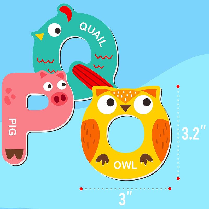 Large Size Magnetic Letters, Cute Animal Alphabet ABC Magnets for Fridge Colorful Uppercase Animals Toys Set Spelling Learning Games for,