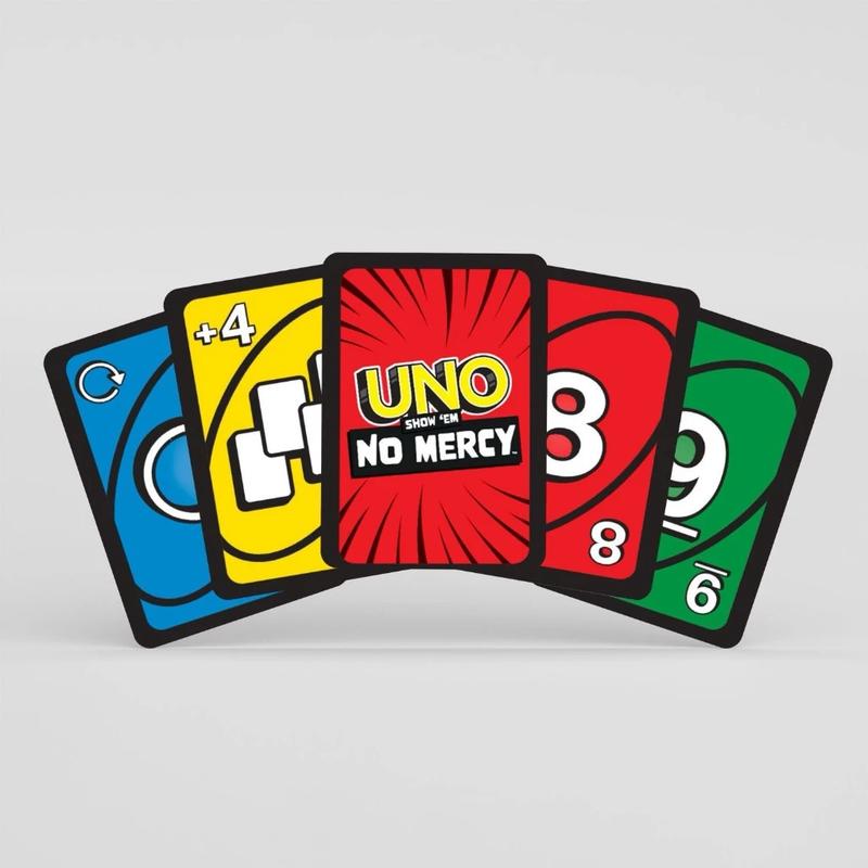 UNO Show No Mercy Card Game - Fun For Adults & Family Night - exciting and harsh board game, UNO No Mercy and Basic UNO Cards, High Quality Card Cards, Very Fun Board Game with Friends