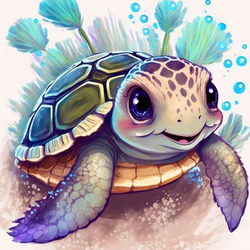 Cartoon Turtle Pattern DIY Diamond Art Painting Without Frame, DIY 5D Diamond Arts Painting Kit, Wall Art Decor For Home Living Room Bedroom