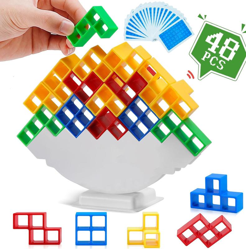 48Pcs Balance Stacking Game, Tetra Tower Board Game, Stack Attack Game for Kids & Adults, Family Parties, Travel, and Team Building, Christmas Gifts