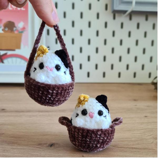 Cozy Cat Collection - Crochet Cat in Basket (Handmade goods will be made by hand so the production time will be a little longer)