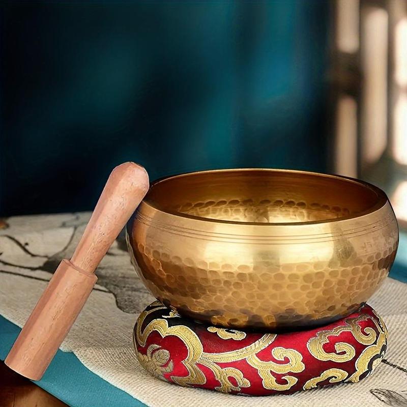 Handcrafted Copper Yoga & Meditation Bowl Set, 1 Set Including Bowl & Stick, Perfect for Fitness and Training, Yoga & Meditation Equipment, Christmas Gift