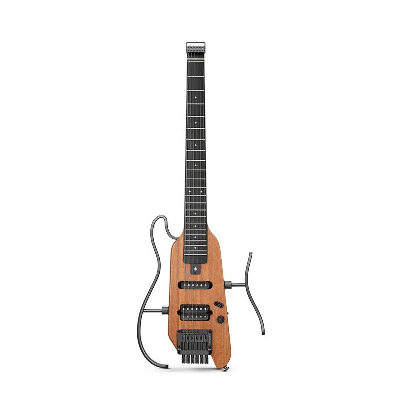 Donner HUSH-X Electric Guitar Kit - Featherlight Headless Guitar, Great for Travel and Practice, Mahogany Solid Body with Easy Assemble Stands, Gig Bag, All Accessories, Natural