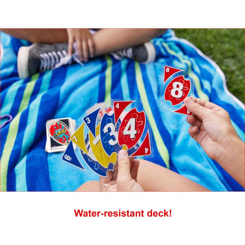 Mattel Games ​UNO Splash Card Game for Outdoor Camping, Travel and Family Night With Water-Resistent Plastic Cards