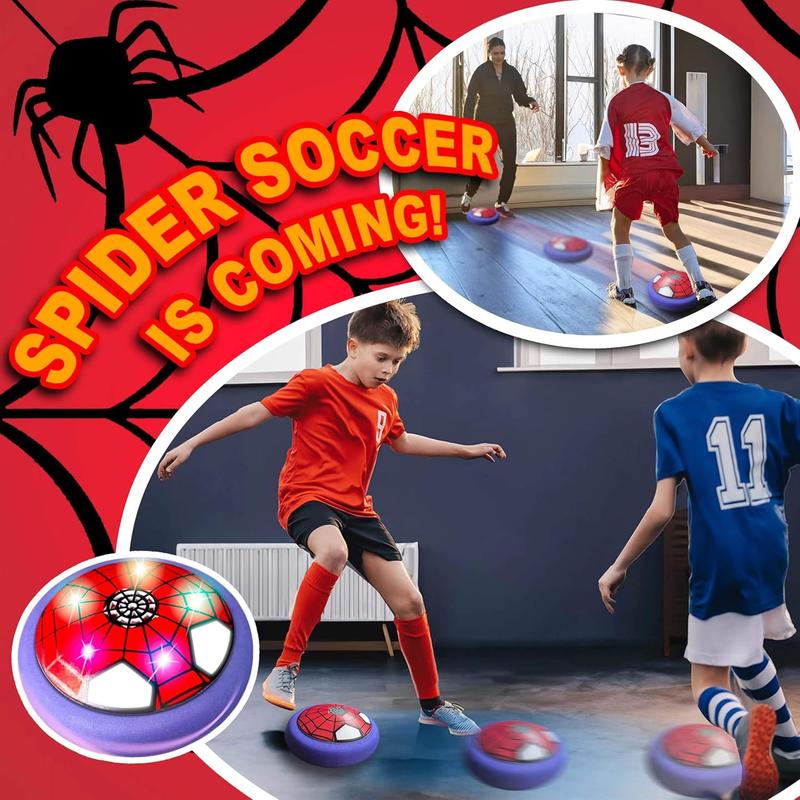 Hover Soccer Ball Indoor Toys,Spider Boy Toys Gifts for Ages 4 5 6 7 8 10 12 Years Old,Air Floating Soccer Toy with LED Lights Foam Bumper,Kids Soccer Toys Birthday Gifts for Boys Girls (1 Pack)