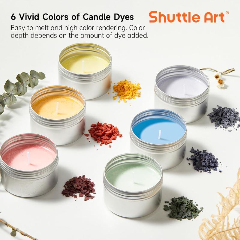 Shuttle Art Candle Making Kit, DIY Supplies with Candle Jars, Soy Wax, Candle Wicks, Color Dyes, Fragrance Oil and Capacity Pot, Candle Making Arts and Crafts for Adults and Beginners