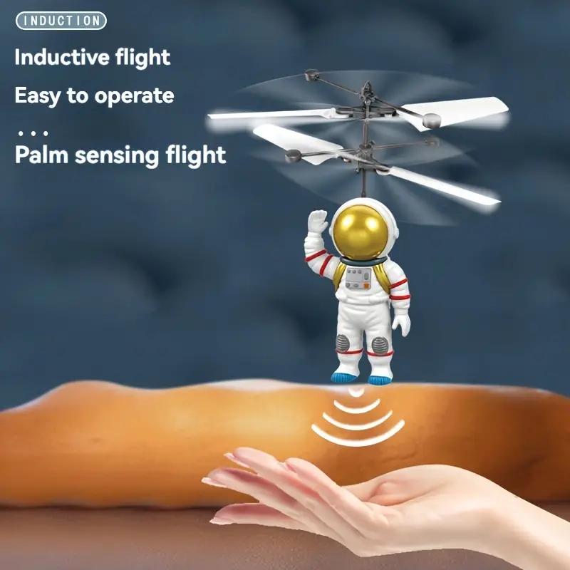 Astronaut-Themed Illuminated Flying Craft Toy - Cool Glowing Sensor-Controlled Helicopter for Youngsters