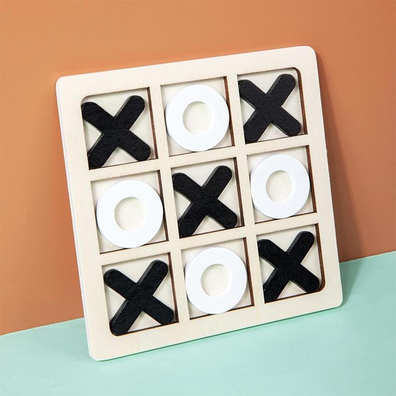 Wooden XO Board Game, 1 Set Logical Thinking Training Tic-tac-toe Board Game, Adult Toys Chess Board Game For Home Party, Educational Supplies For Students