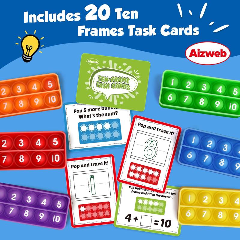 Aizweb Ten-Frame Math Manipulative for Elementary,Counting Number Math Games, Montessori Educational Toy for  Classroom Homeschool Supplies