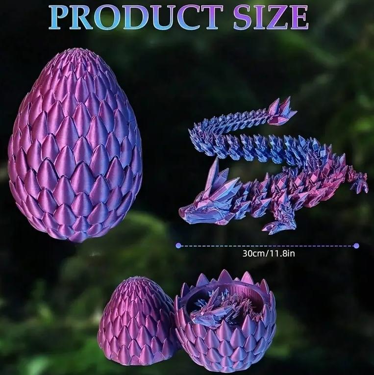 1PCS 3D Printed Laser Dragon Egg Toy with Emerging Dragon Figure - Collectible Fantasy Surprise Egg Toy