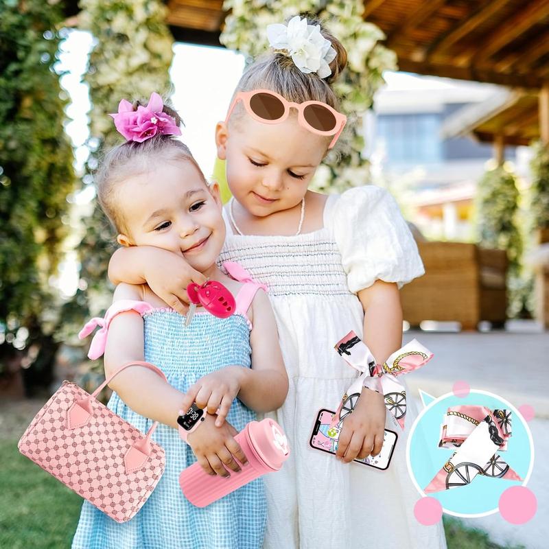 Christmas gift for kids Play Purse for Little Girls, 32PCS Toddler Purse with Pretend Makeup for Kids, Princess Toys Includes Handbag, Phone, Wristwatch, Silk Scarf Kids Toy Purse