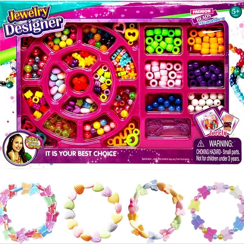 DIY Beaded Materials Kit, 1 Box Creative Intelligence DIY Bead Bracelet Necklace Making Jewelry Toy Kit, Great for Kids' DIY Crafts, Christmas Stocking Filler