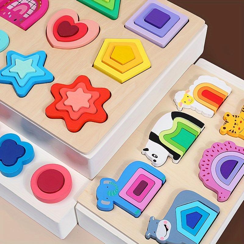 Edutree Animal Puzzles Hand-grabbing Panels Puzzles Montessori Toys Wooden Shape Classification Puzzles Sensory Toys Children Activities Preschool Learning Educational Toys