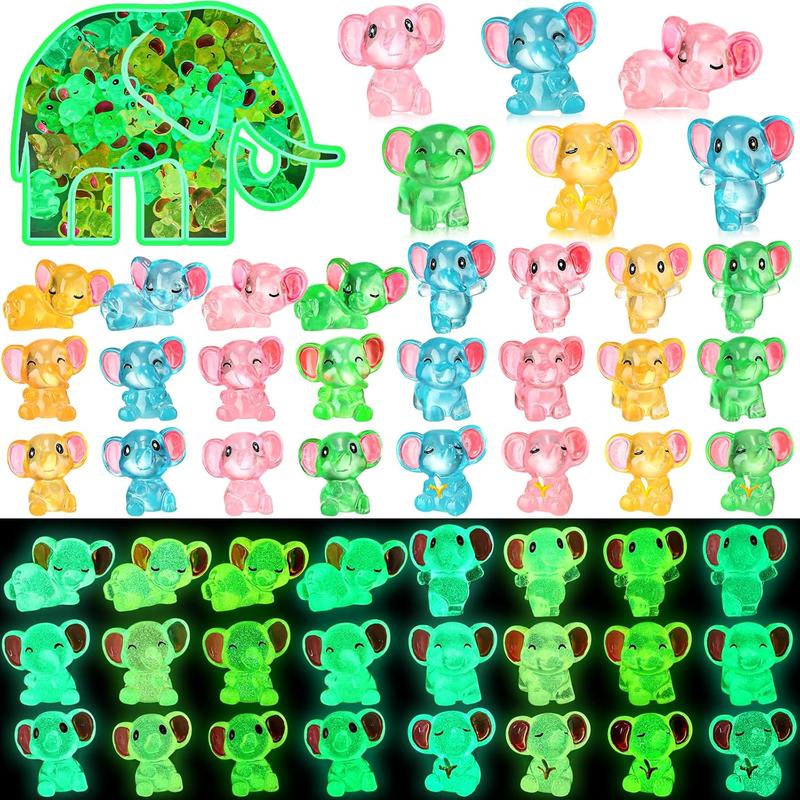 Random Color and Style Luminous Elephant Design Resin Ornament, Cute Mini Glow in The Dark Elephant Decoration, DIY Decorative Accessories