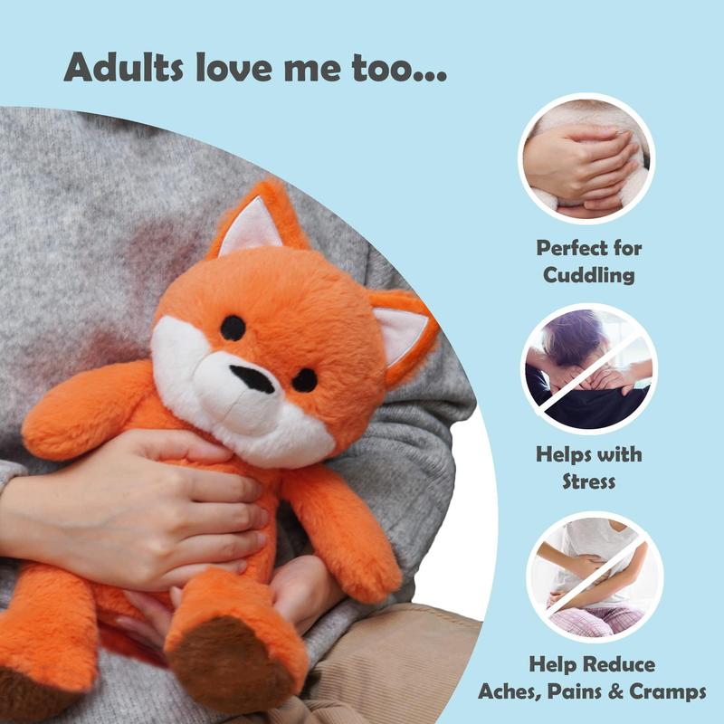 Microwave Heating Pad Animal, 1 Count Cute Fox Shaped Plush Toy, Warmable Heating Pad, Warm and Hot for Cramps, Back, and Neck