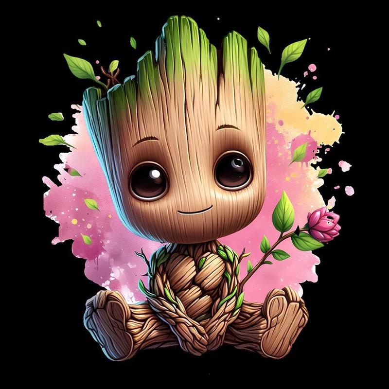 Disney Groot Pattern DIY Diamond Arts Colorful Painting Kit without Frame, DIY 5D Diamond Arts Colorful Painting Kit, Wall Art Decor for Home Bedroom