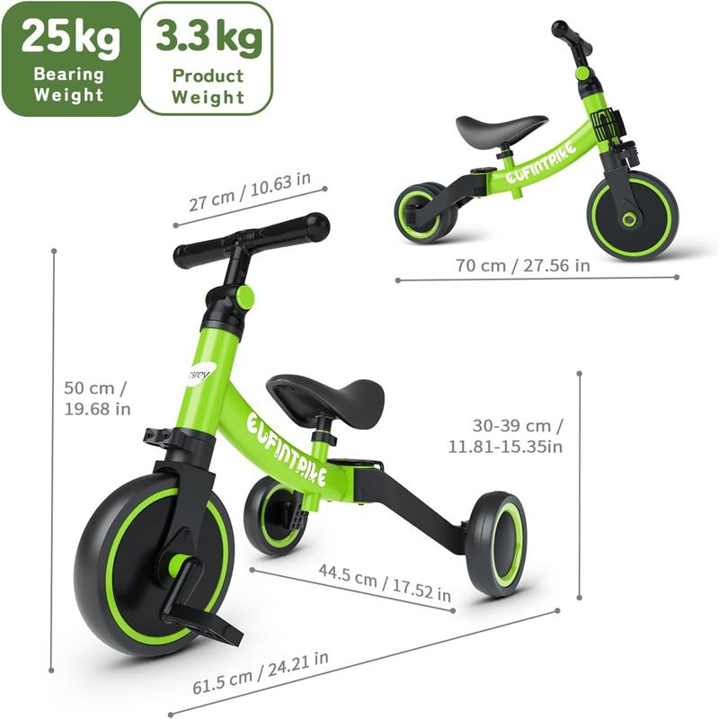 besrey 5 in 1 Toddler Bike for 1 Year to 4 Years Old Kids, Toddler Tricycle Kids Trikes Tricycle, Toys for Boy & Girl, Balance Training, Removable Pedals