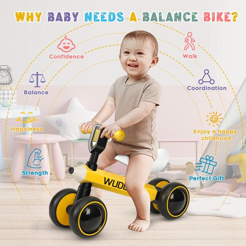 Baby Balance Bike for Ages 10-36 Months, Toddler Balance Bike with No Pedal, Silence Wheels Ride-on Toy Infant Bike for 1 Year Old Boys Girls Birthday Gift