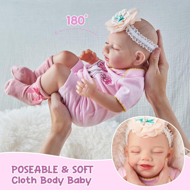 BABESIDE Lifelike Reborn Baby Dolls Girl - 20 Inch Sweet Smile Real Life Realistic-Newborn Cloth Body Sleeping Baby Girl with Accessories Gift Set for Kids Age 3+