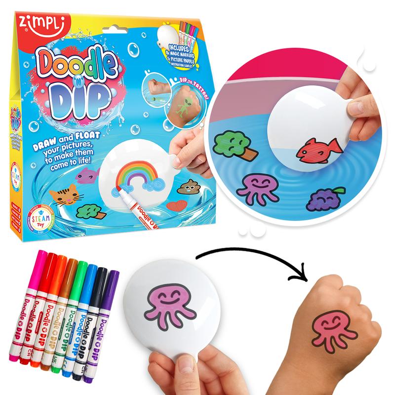 DOODLE 'N' DIP - Arts & Crafts Set - 8 Magic Markers & 1 Picture Paddle