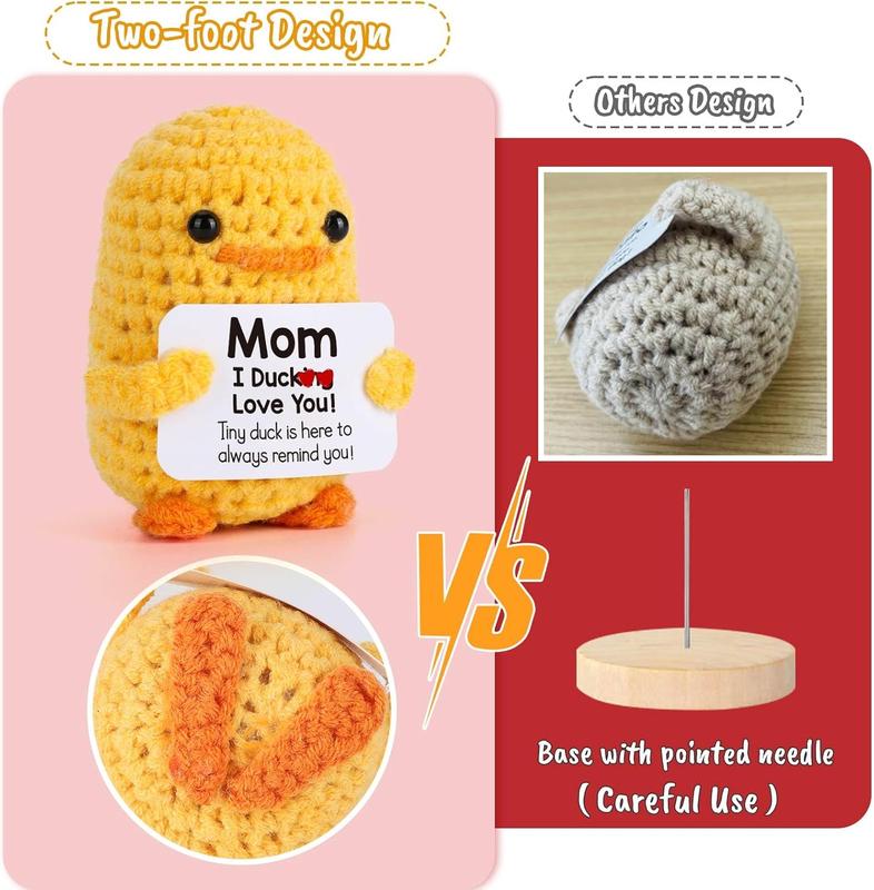 Birthday Gifts for Mom – I Duck Love You Mom, Handmade Crochet Cute Small Duck Presents for Mama Bonus Step-  Mother in Law Mothers Day Christmas