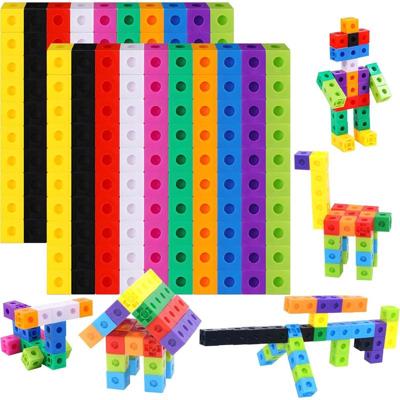 Math Linking Cubes, Set of 100 Math Cubes Manipulative Connecting and Counting Snap Blocks for Early Math and Construction, Homeschool