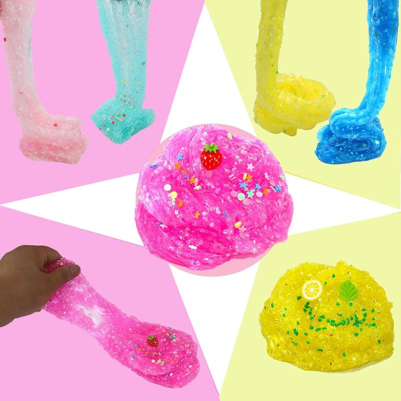 8Pack Glimmer Slime Crunchy Slime Kit with Shiny Glitter Slime, Non-Sticky Soft Slime, Girls and Boys Party Favors and Birthday Gift