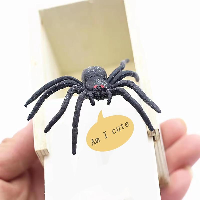 Rubber Spider Trick Box, Handmade Wooden Trick Surprise Box Spider Hidden in One Box Trick Toys for Adults and Children Pranks for Adults Stuff