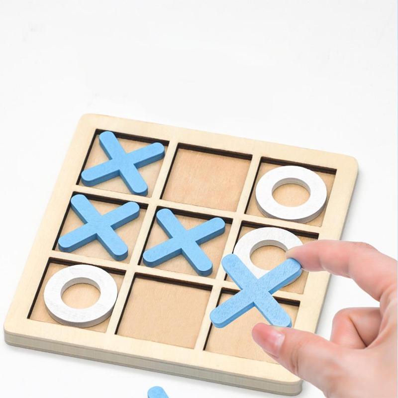 Wooden XO Board Game, 1 Set Logical Thinking Training Tic-tac-toe Board Game, Adult Toys Chess Board Game For Home Party, Educational Supplies For Students