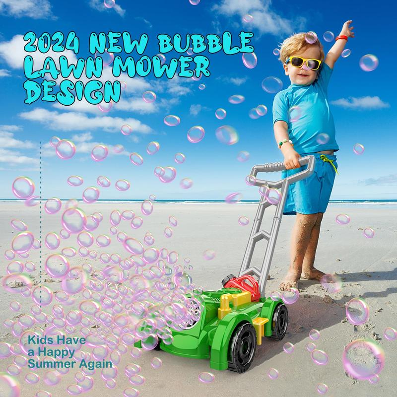 Bubble Machine Toy, Fully Automatic Mower Shaped Bubble Cart with Refillable Bubble Solution, Fun Bubble Maker Toy without Battery for Summer Gifts