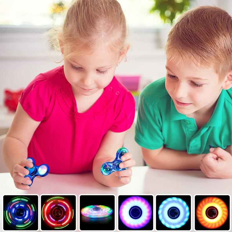 LED Light Up Fidget Spinner, 3 Counts set Colorful Light Up Finger Spinner, Stress Relief Hand Spinner Toy, Party Gift, Holiday Gift