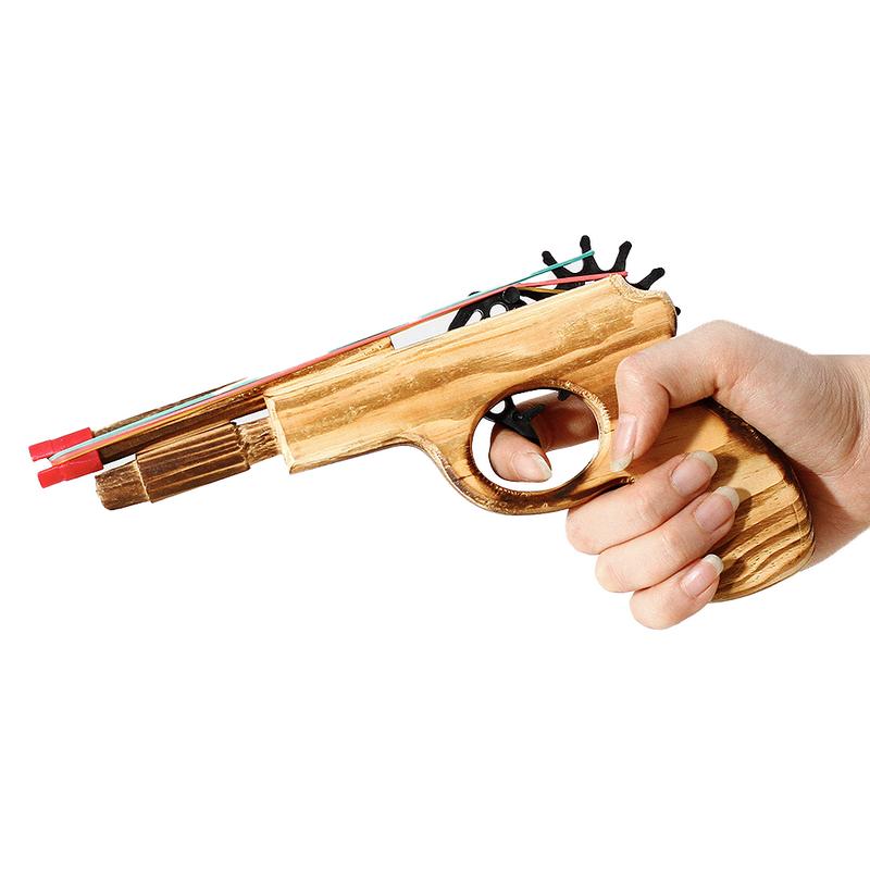 Wooden Rubber Band Gun Kids Toy with 100 Rubber Bands 9