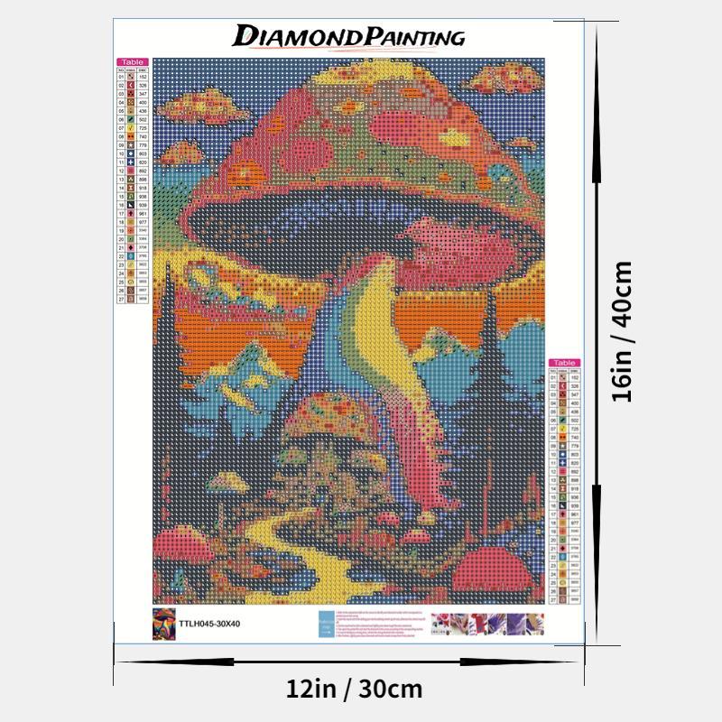 Magic Mushroom Pattern Diamond Painting Kit, DIY 5D Diamond Painting by Numbers Kit, Wall Art Decor