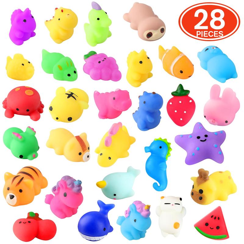 Mochi Squishy Toys 28pack Animal Mini Squishies Kawaii Party Favors for Kids Cat  Squishy Squeeze Stress Relief Toys Goodie Bags Novelty Toy Easter Gifts for Boys Girls Adults