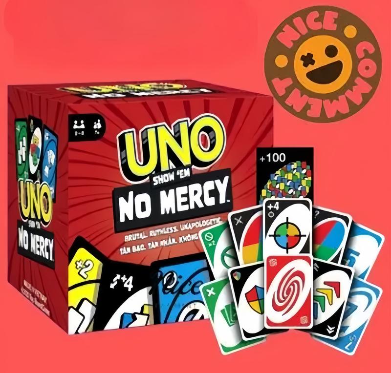 UNO Show No Mercy Card Game - Fun For Adults & Family Night - exciting and harsh board game, UNO No Mercy and Basic UNO Cards, High Quality Card Cards, Very Fun Board Game with Friends