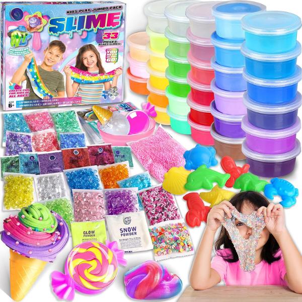 Christmas gift 33 Cups Jumbo Slime Kit for Kids - Soft and Ultimate Slime Pack - Perfect Party Favors Gift Toys for Girls and Boys