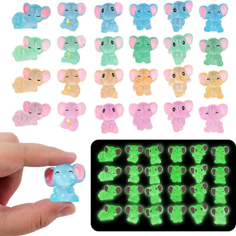 Random Color and Style Luminous Elephant Design Resin Ornament, Cute Mini Glow in The Dark Elephant Decoration, DIY Decorative Accessories