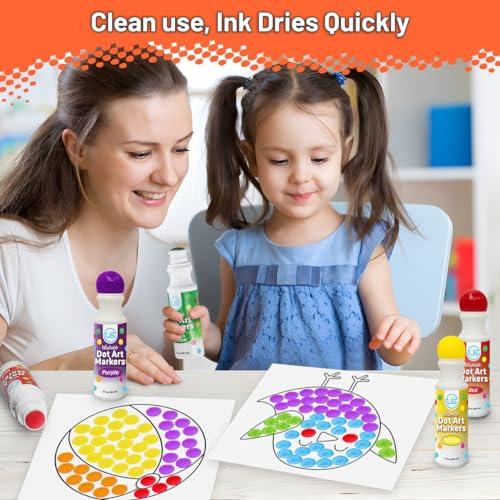 Dot Markers, Dot Markers for Toddlers, Dot Art, Dot Paints Washable for Kids, Bingo Daubers, Washable Dot Markers Toddler Arts and Crafts, Kindergarten Classroom Must Haves