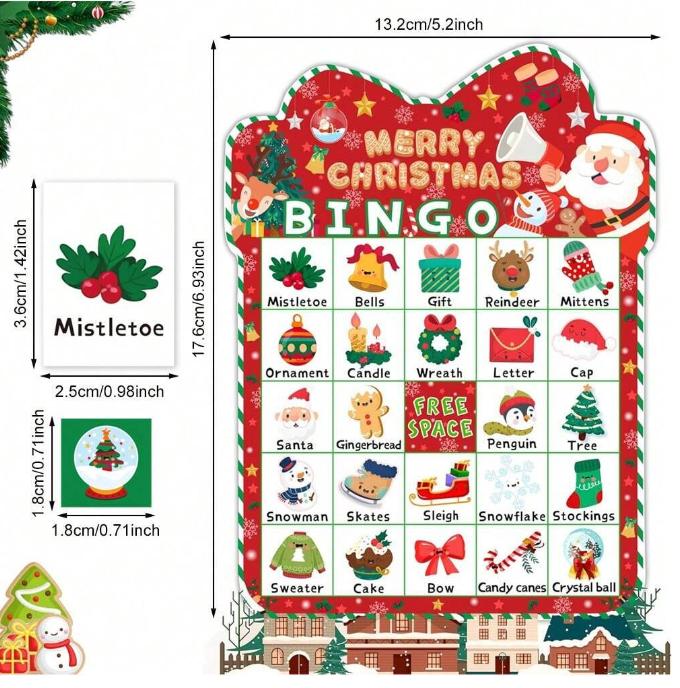 32 Pcs Set Christmas Bingo Game For Adult 24 Players Bingo Cards Christmas Games With For Class Activities Family Party