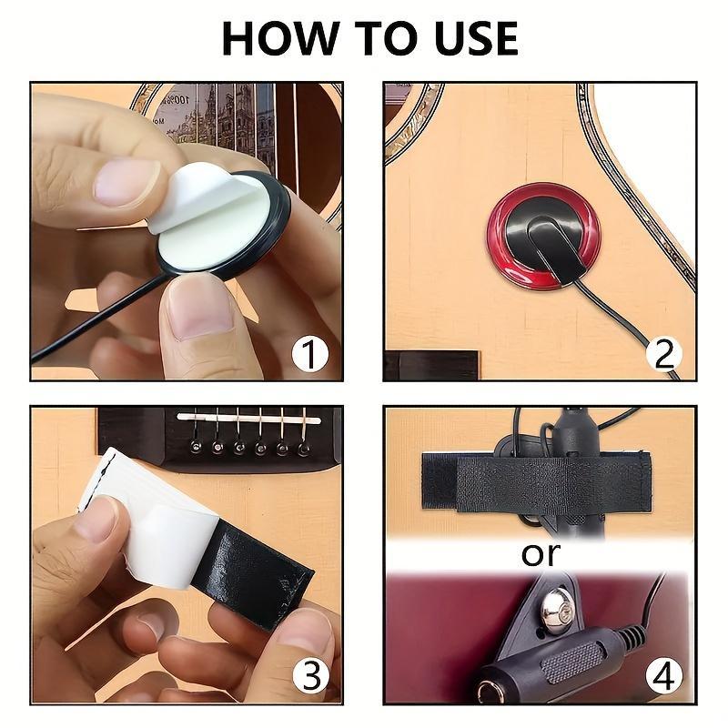 Piezoelectric Contact Pickup, High-Quality Piezoelectric Contact Pickup for Acoustic Guitars, Ukuleles, Harps and Banjos, Easy To Install