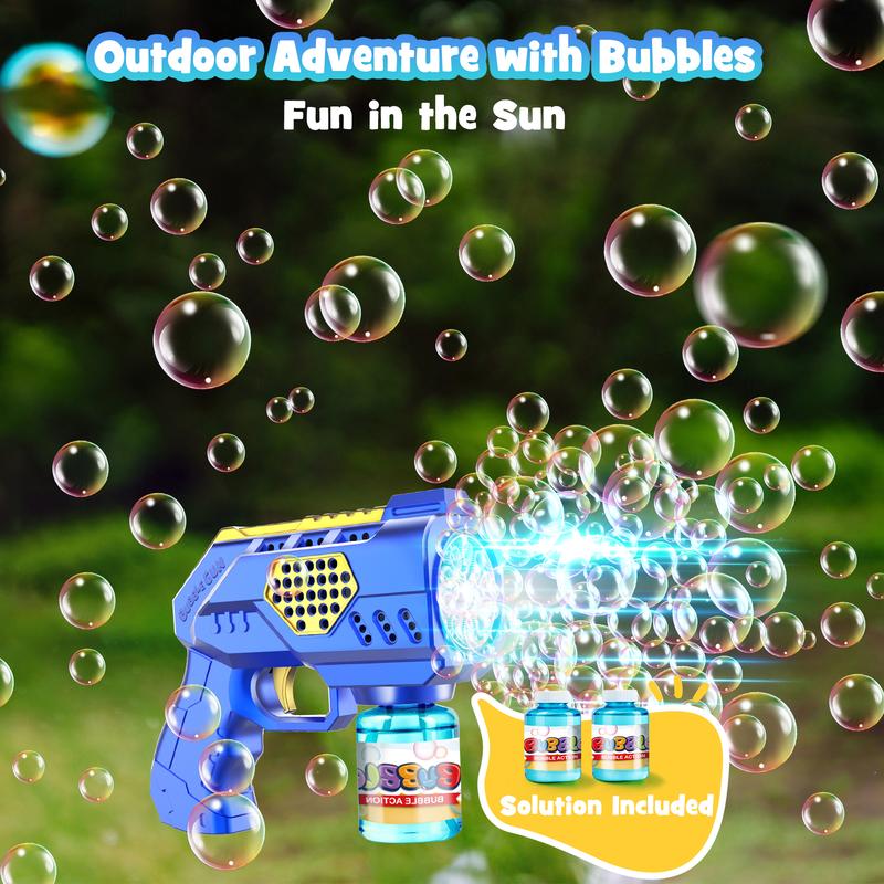 2024 Christmas Gifts Toys for Kids 2P Bubble Guns Backyard Outdoor Toys : 10 Holes Bubble Blaster with Rich Bubbles & LED Light