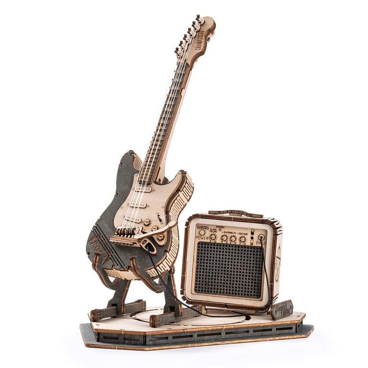 ROKR 3D Puzzles for Adults Wooden Craft Kits Musical Instrument Model Kit Collectibles Home Desk Room Decor (Electric Guitar)