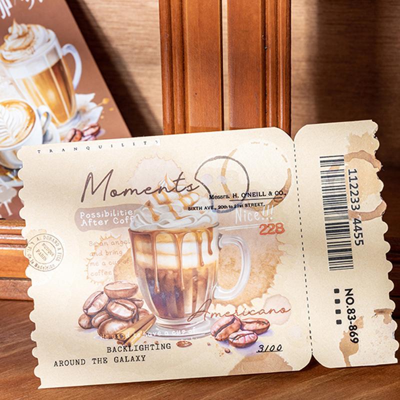 Vintage Coffee Series Sticker, 10pcs set Scrapbook & Journal Making Material Paper, DIY Decorative Sticker for Stationery & Computer & Water Bottle