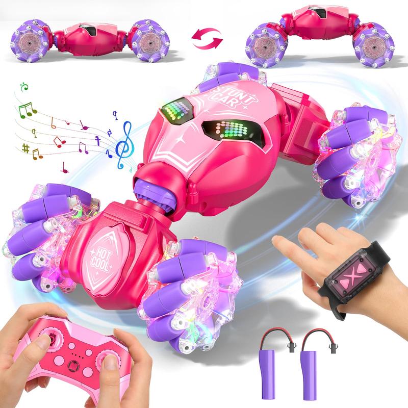 Gesture Sensing RC Stunt Car Toys for Girls Age 6-8-12, 4WD 2.4Ghz Hand Controlled Remote Control Twist Car Off Road 360°Rotation Drift with Light Music for Kids Girls Birthday Gifts traxxas xrt